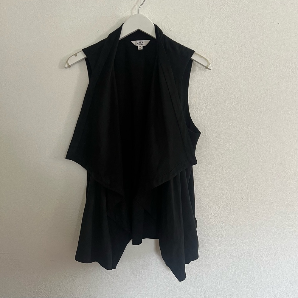Black Sleeveless Drape Vest
